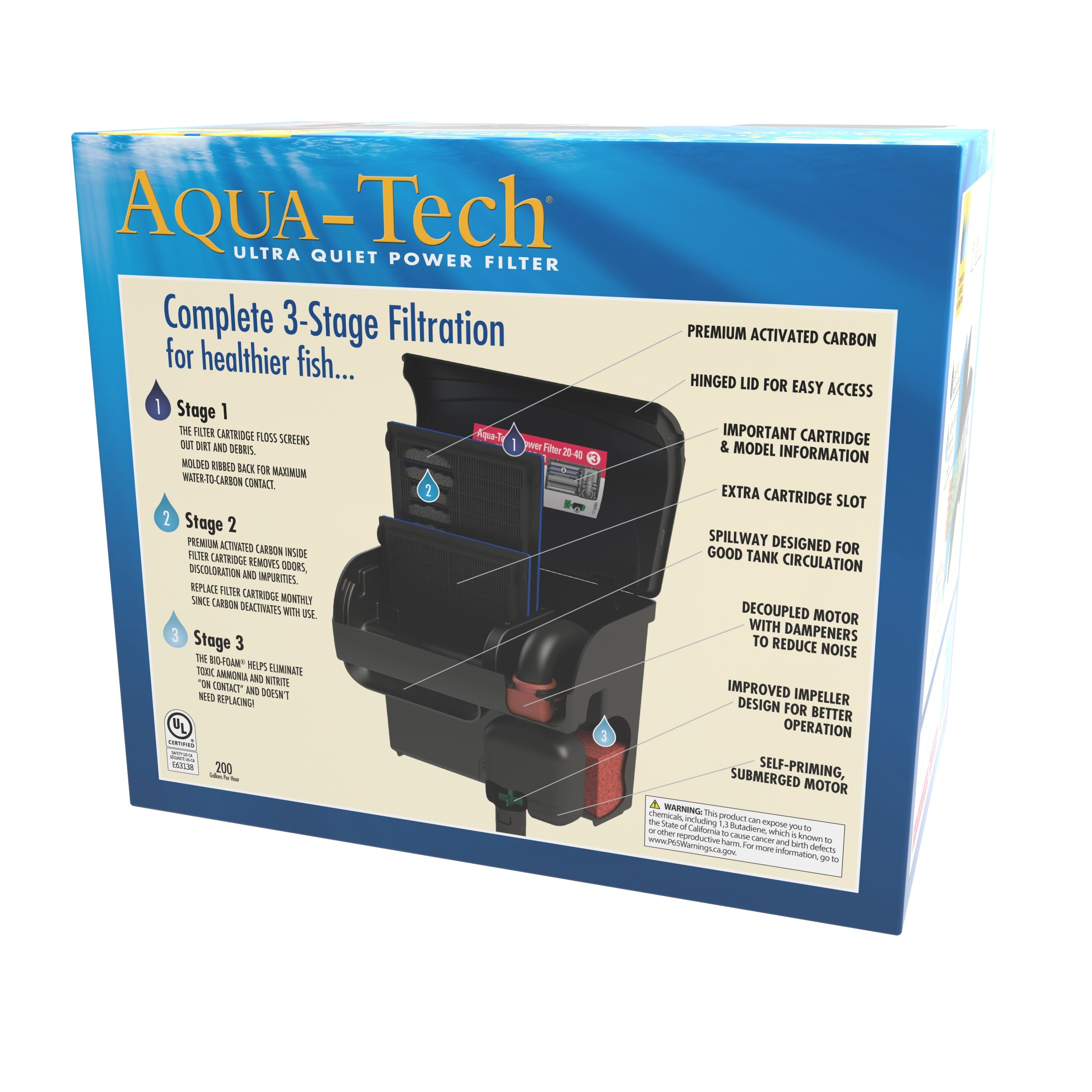 AquaTech Filter for Aquariums， 20-40 gallon tanks