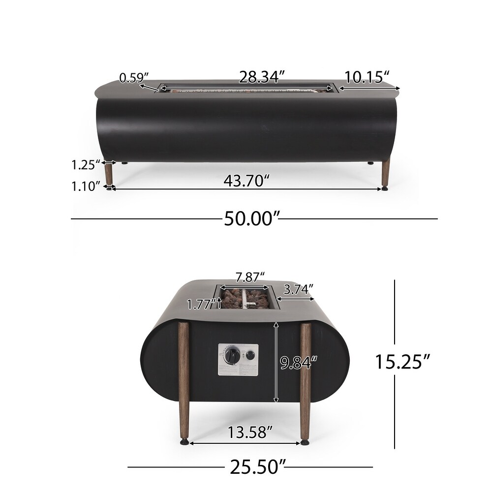 Vernon Outdoor Outdoor 50000 BTU Rectangular Fire Pit with Tank Holder by Christopher Knight Home