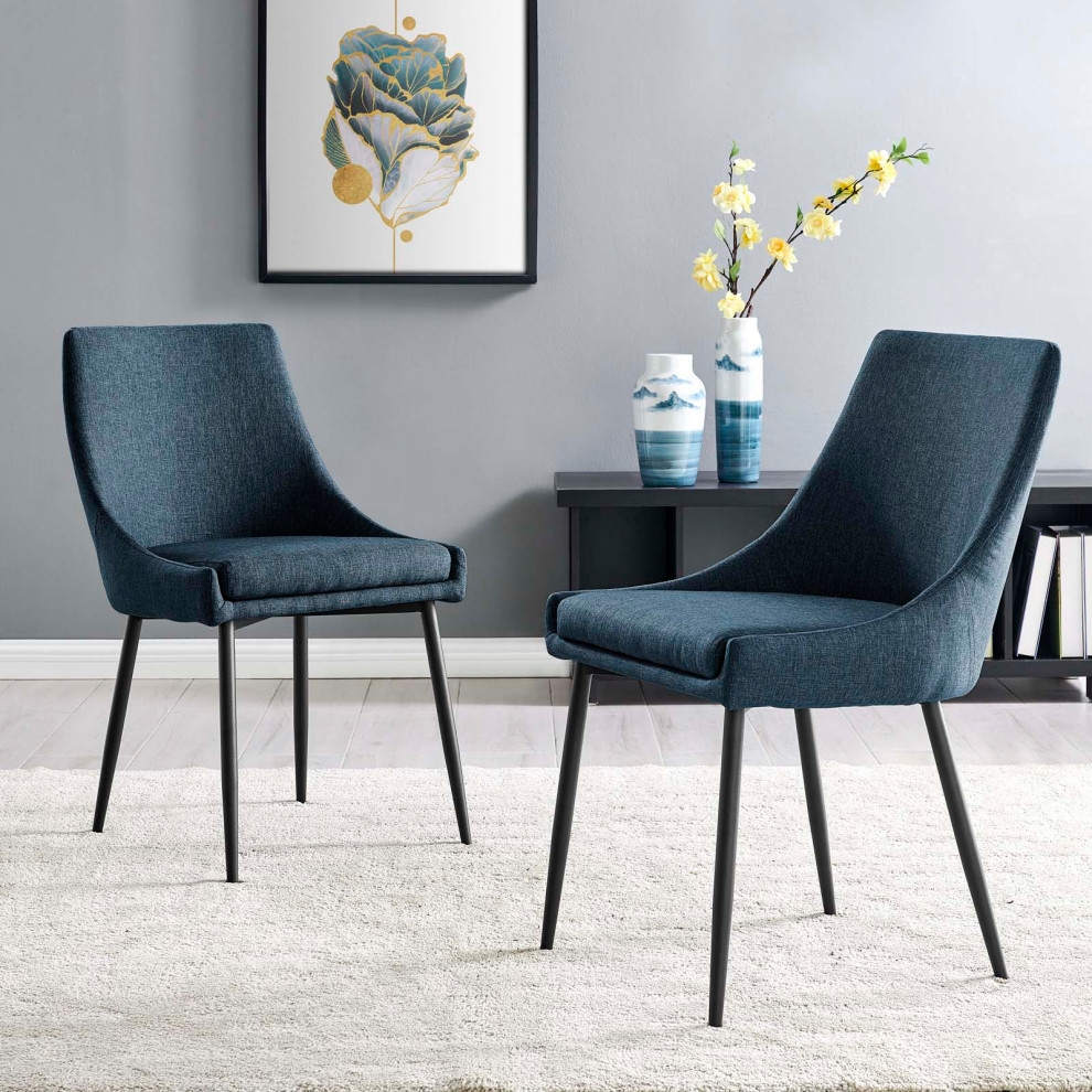 Side Dining Chair  Set of 2  Fabric  Metal  Navy Blue Black  Modern  Cafe Bistro   Midcentury   Dining Chairs   by House Bound  Houzz