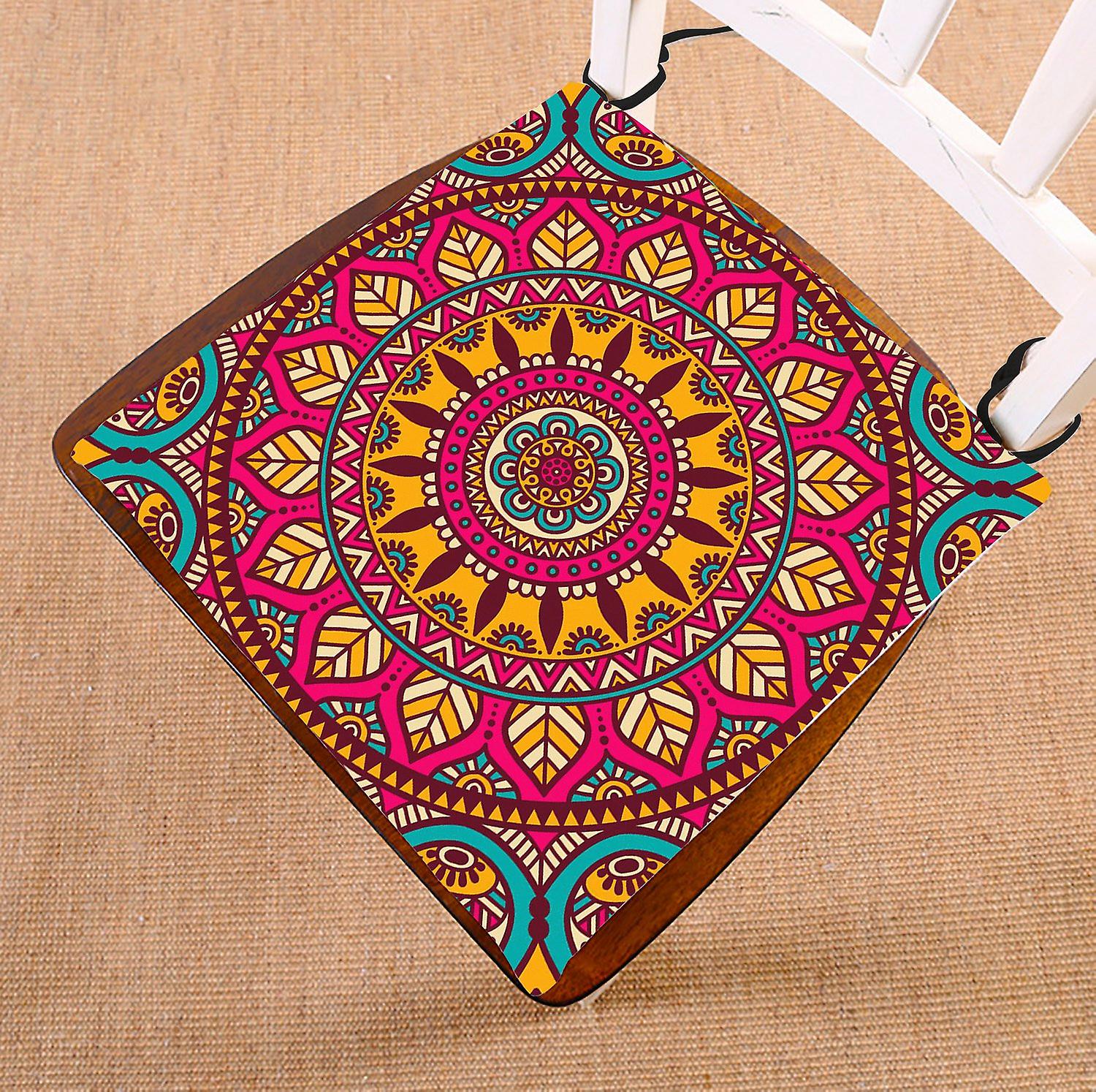 Indian Vintage Style Chair Pad， Floral Mandala Bohemian Seat Cushion Chair Cushion Floor Cushion 40x40 Cm