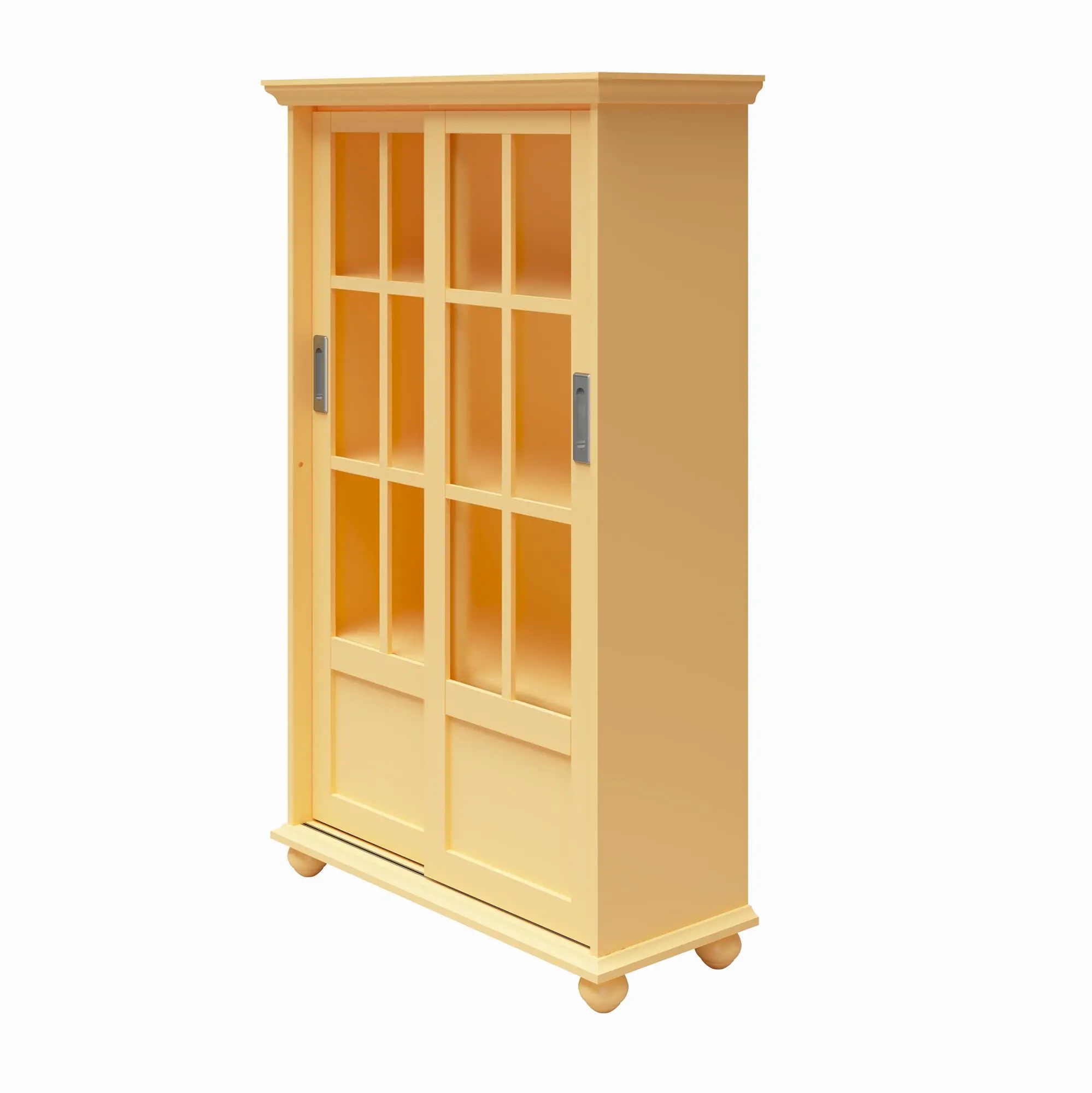 Aaron Lane Yellow Bookcase with Sliding Glass Doors