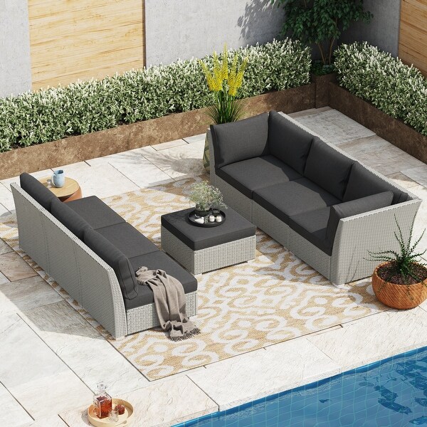 Corvus Oreanne 7piece Patio Rattan Sectional Conversation Set