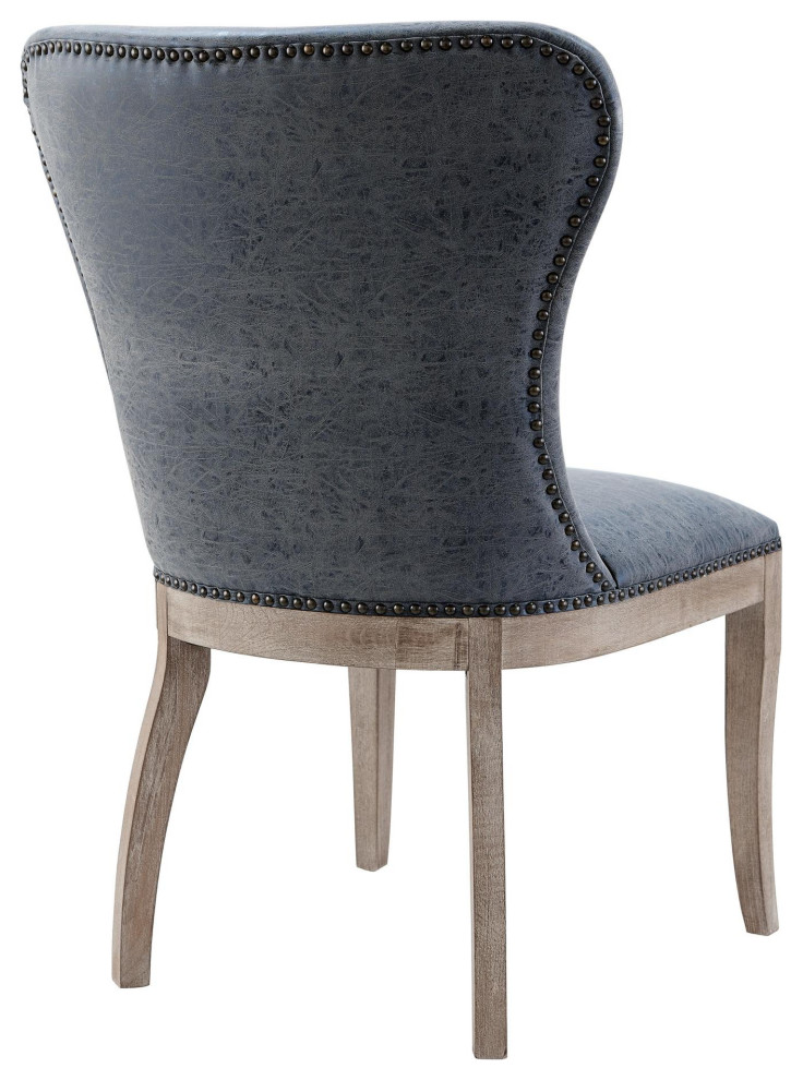 Louve Chair Drift Wood Legs  Nubuck Charcoal (Set Of 2)   Transitional   Dining Chairs   by Virgil Stanis Design  Houzz