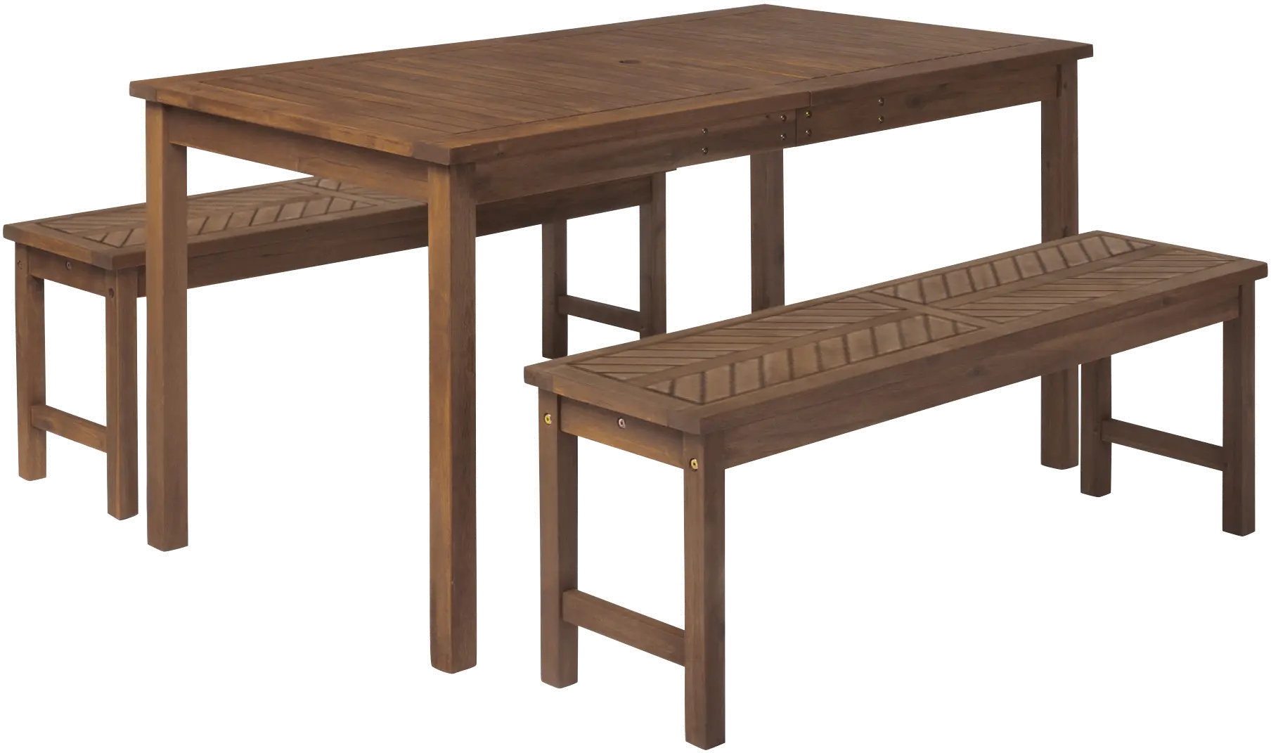 Vincent Dark Brown Bench Patio Table Set - Walker Edison