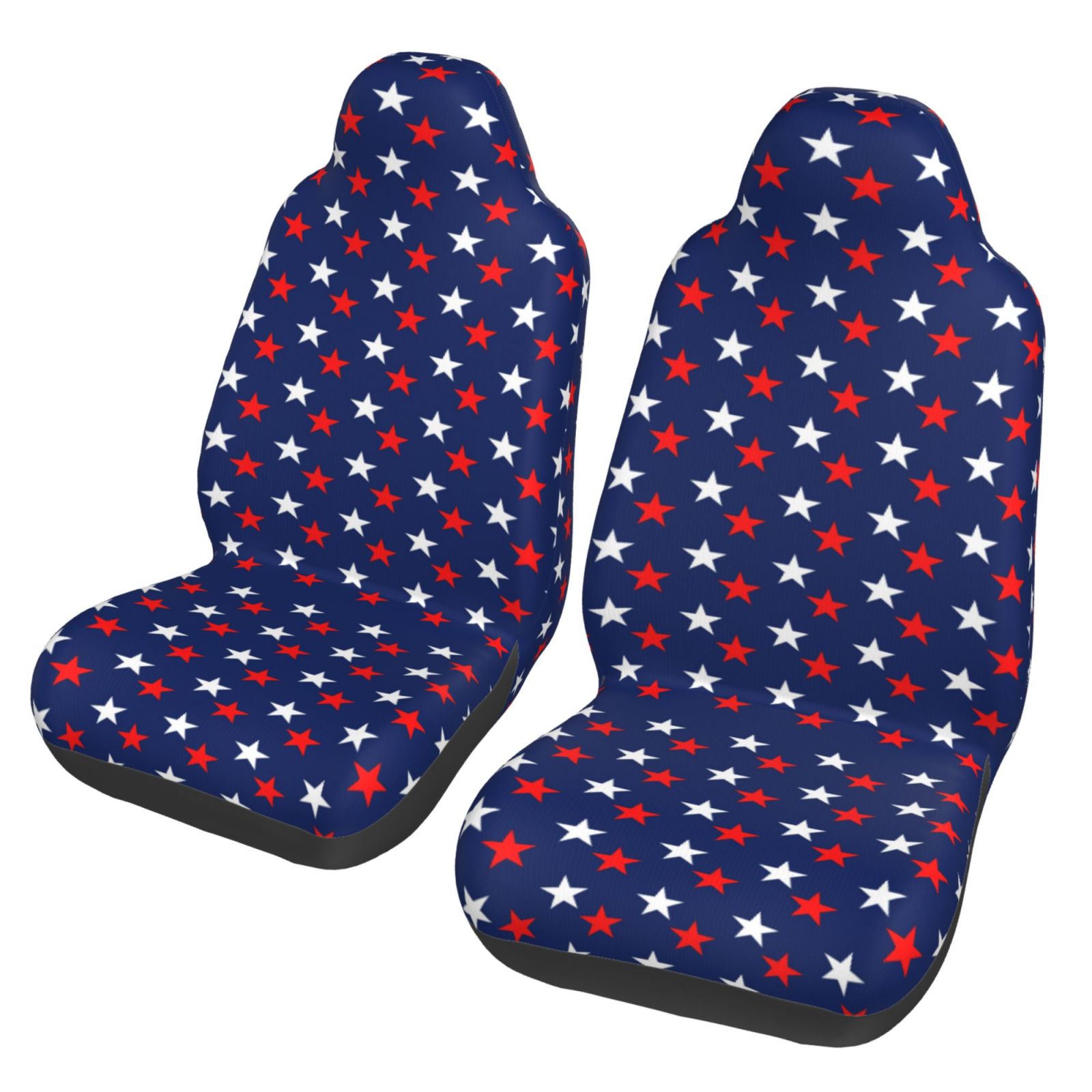 TEQUAN Front Seat Covers， America Patriotic Red White Blue Stars Pattern 2 Piece Car Seat Cover Fit Most Car SUV Truck Van