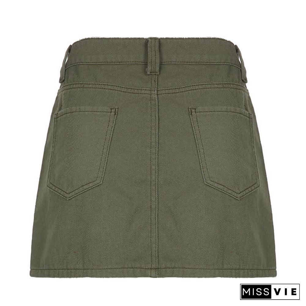 Multi Pocket Cargo A-line Skirt