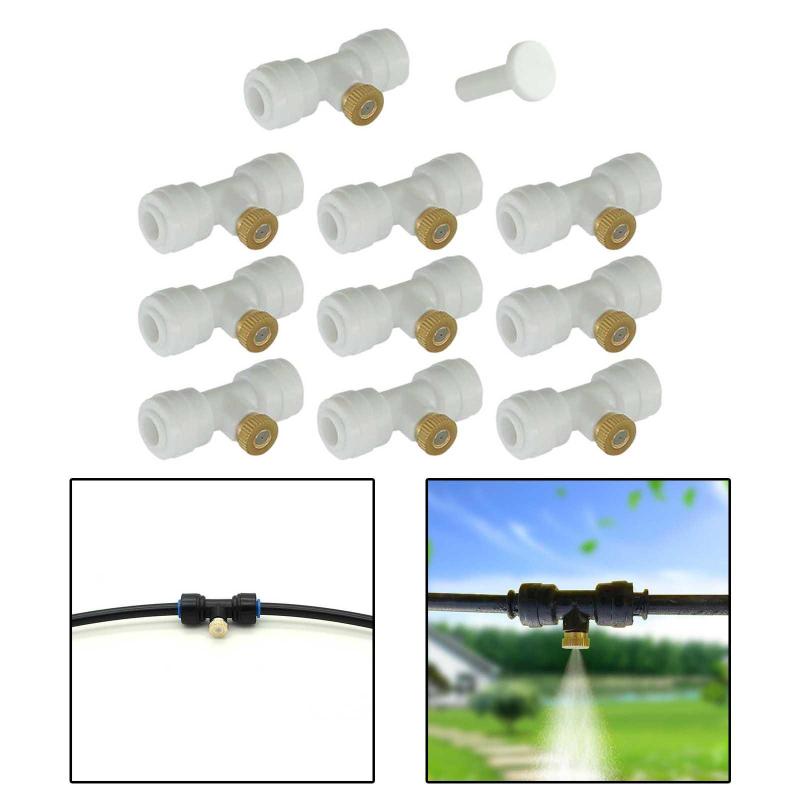 10 Set Misting Nozzles Kit Include Water Misting Nozzle Seat Plug Mister Nozzles Kit for Outdoor Garden Cooling System