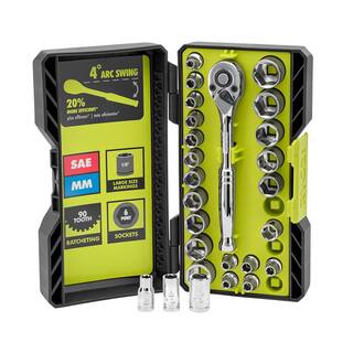 RYOBI 26-Piece 14 in. Drive Ratchet and Socket Set RHMTS12601