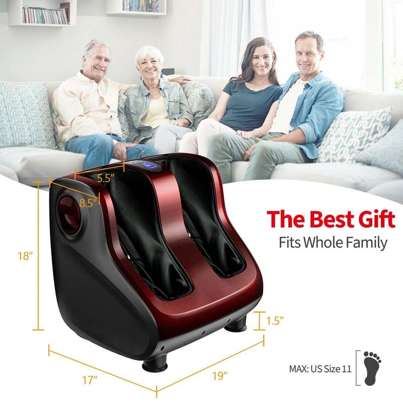 Foot & Calf Massager with Heat & Remote, Shiatsu Kneading Electric Massage Machine with Adjustable Tilt Base, Timer, LCD Screen