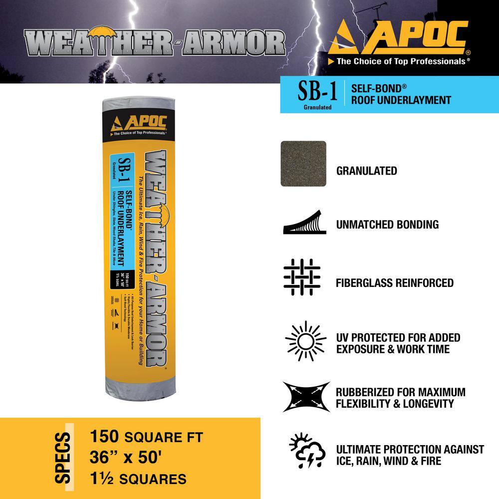 APOC 36 in. x 50 ft. Weather-Armor SB-1 Roof Underlayment AP-4100-15