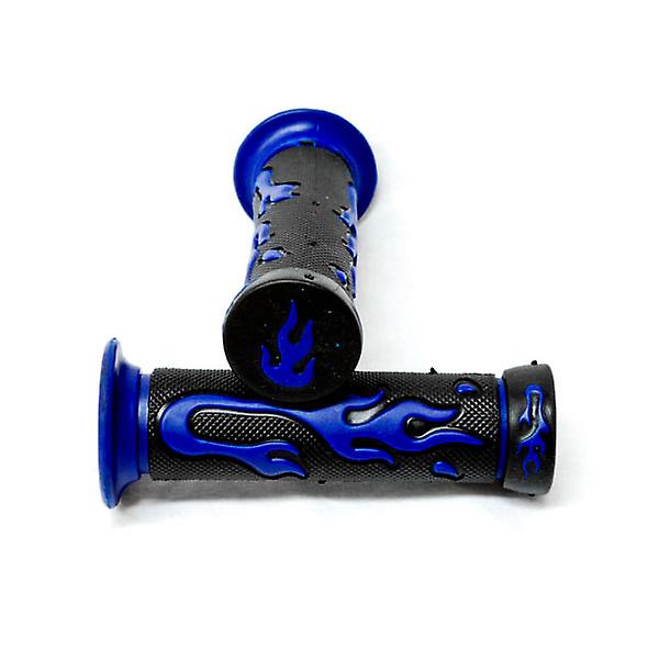 Blue Flame Motorcycle Rubber Hand Grips 7/8