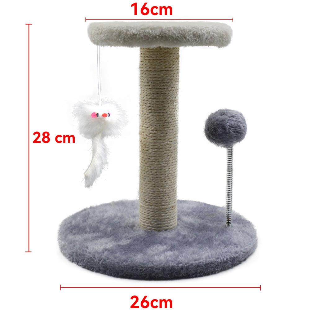 Mingwear Gray Cat Climb Frame， Pet Cat Scratchboard Jumping Platform with Hanging Rat Spring Ball