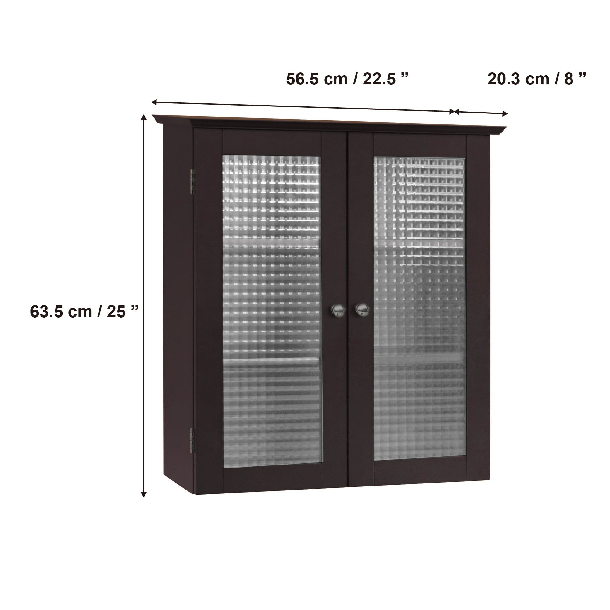 Teamson Home Chesterfield Removable Wooden Wall Cabinet with 2 Waffle Glass Doors, Espresso