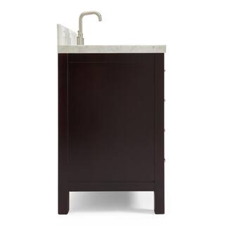 ARIEL Cambridge 55 in. Bath Vanity in Espresso with Marble Vanity Top in Carrara White with White Basin A055SCWRVOESP