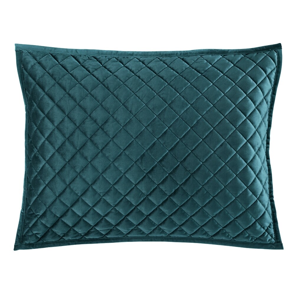 HiEnd Accents Velvet Diamond Quilted Pillow Sham Set  2PC