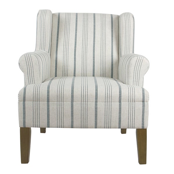 HomePop Emerson Rolled Arm Accent Chair - Blue Calypso Stripe