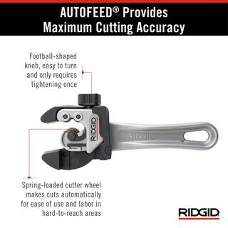 RIDGID 118 2-in-1 Close Quarters AUTOFEED 14 in.-1-18 in. Metal Tubing Compact CutterTool with X-CEL Knob for Quick Cutting 32573