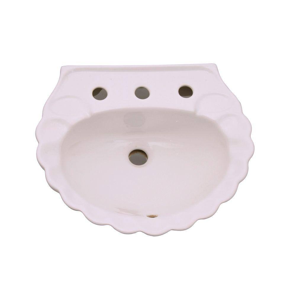 Pegasus Bali 19 in. Pedestal Combo Bathroom Sink for 8 in. Widespread in White 3-588WH