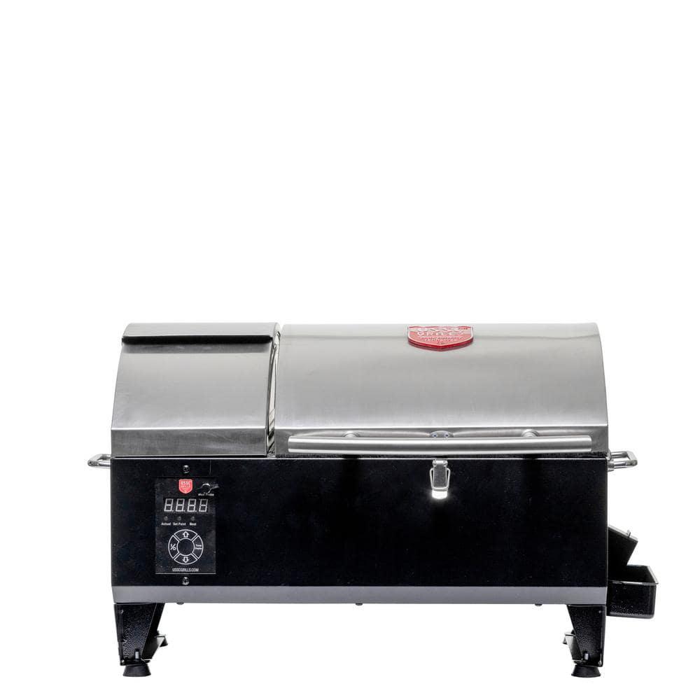 USSC GRILLS Portable Wood Pellet Grill in Stainless Steel with Griddle