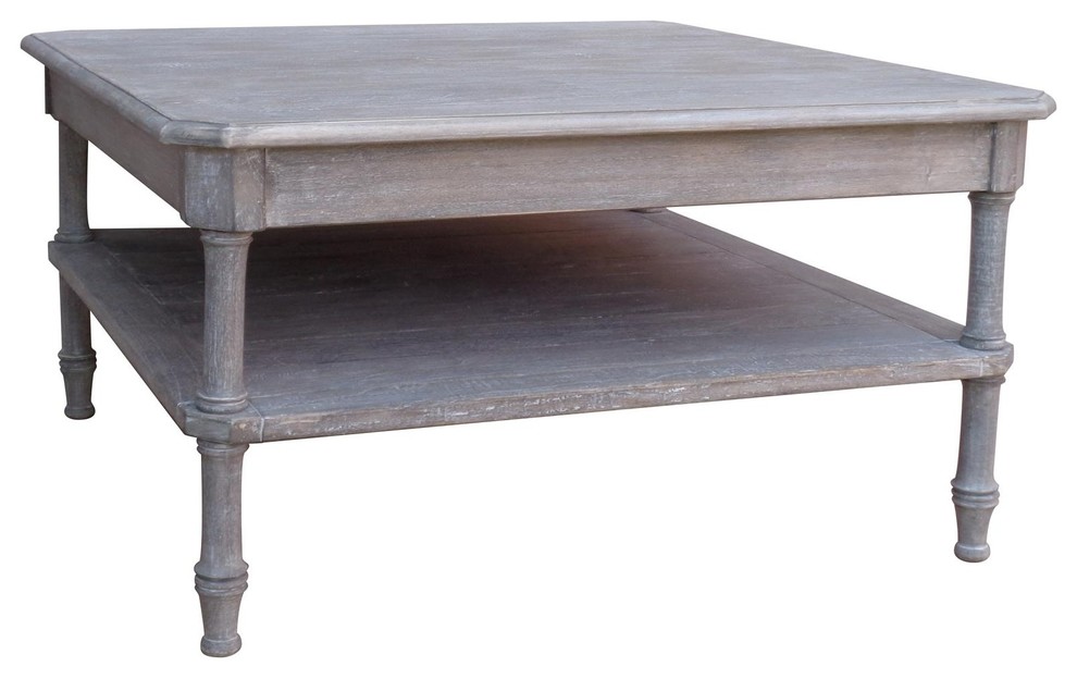 Coffee Table Cocktail TRADE WINDS ISLAND Square Riverwash Gray   Farmhouse   Coffee Tables   by EuroLuxHome  Houzz