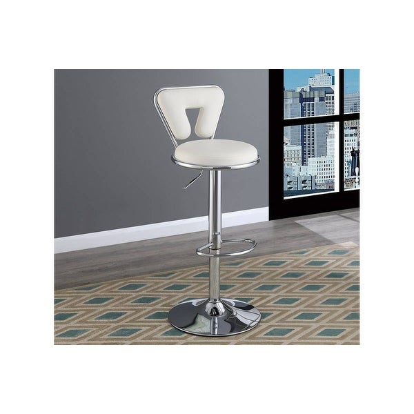 Adjustable Bar stool Gas lift Chair Faux Leather Chrome Base metal frame Modern Stylish Set of 2 Chairs