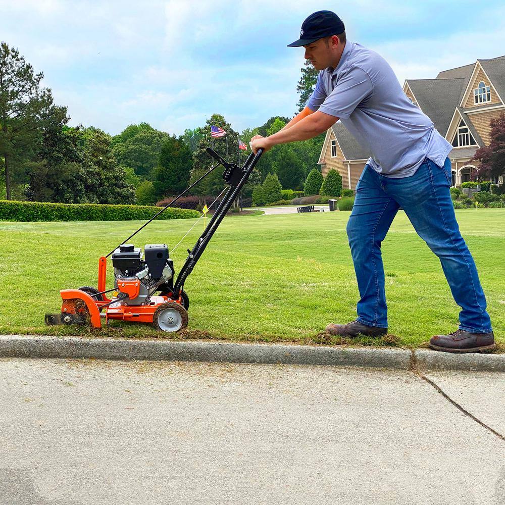 YARD FORCE YF7302 9 in. 79 cc Gas Powered 4-Stroke Walk Behind Landscape Edger with Extra Blade Included