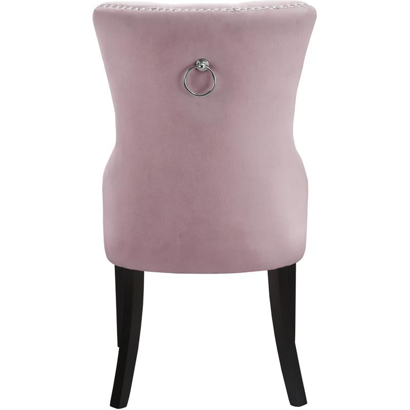 Meridian Furniture Nikki Pink Velvet Dining Chair， Set of 2-Color:Pink Velvet，Style:Contemporary