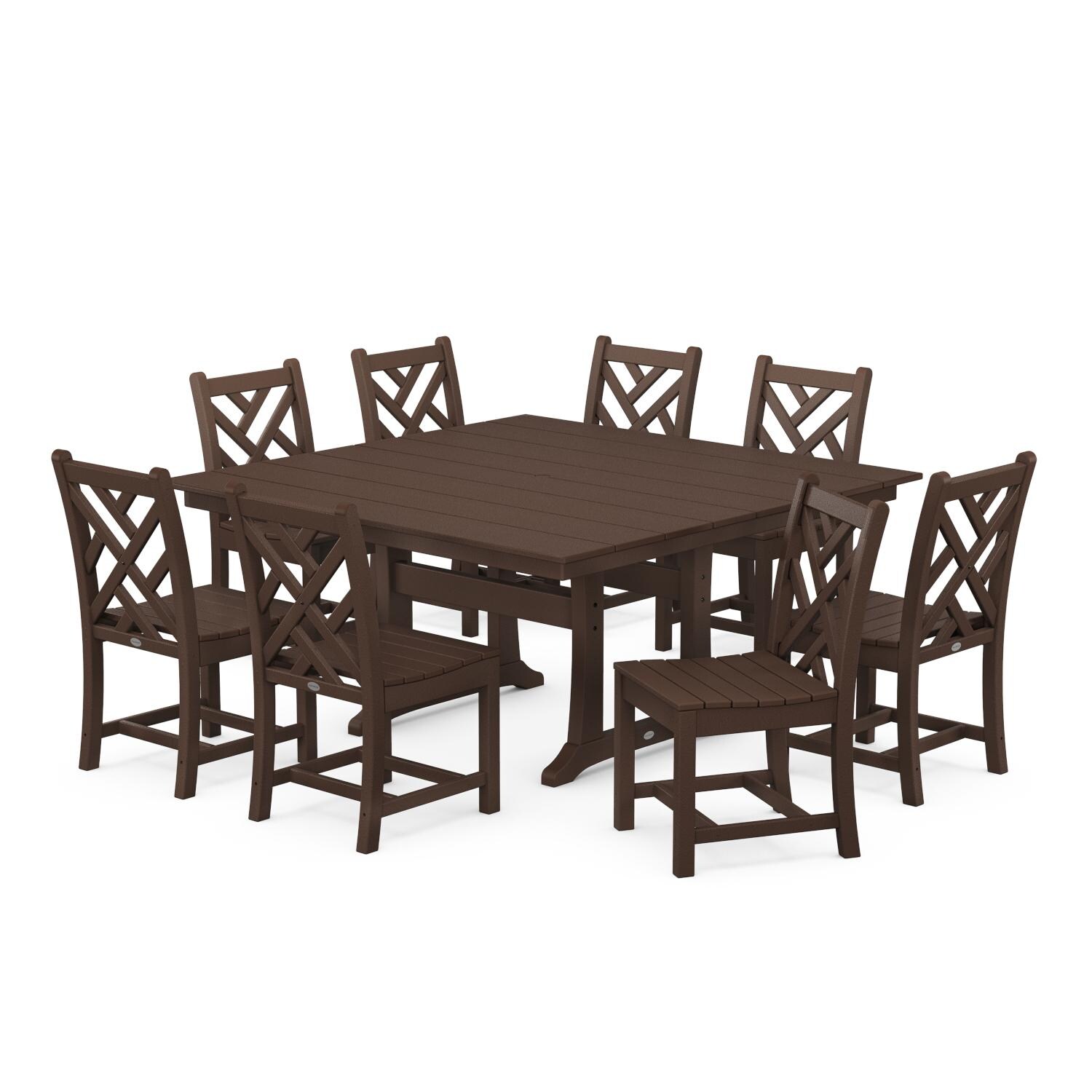 POLYWOOD Chippendale 9-Piece Farmhouse Trestle Dining Set