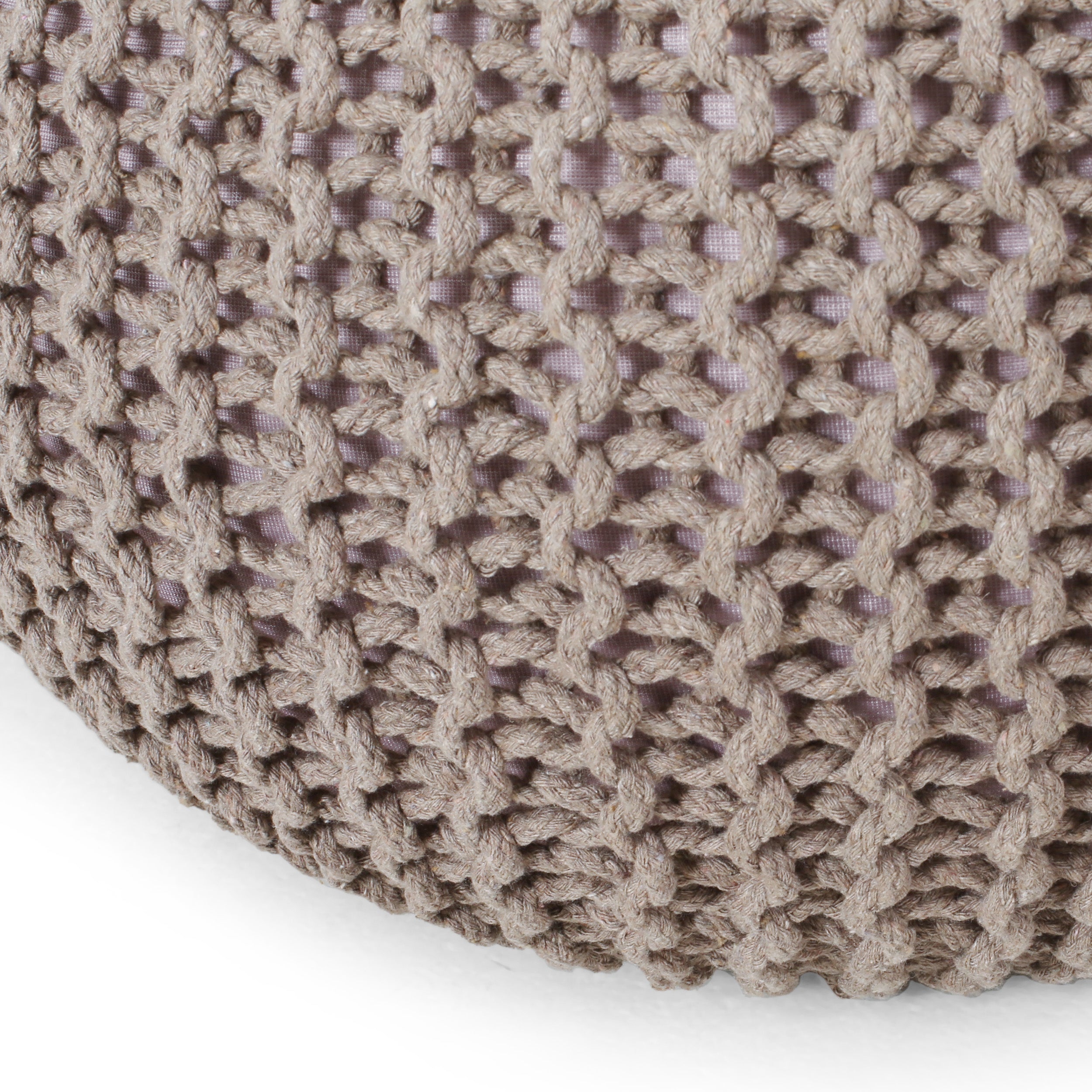 Barwick Modern Knitted Cotton Round Pouf