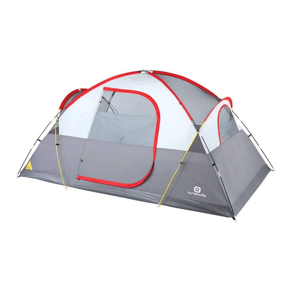 OUTBOUND 6-Person 3 Season Long Camping Dome Tent with Rainfly and Gear Loft Red CTI0765451R