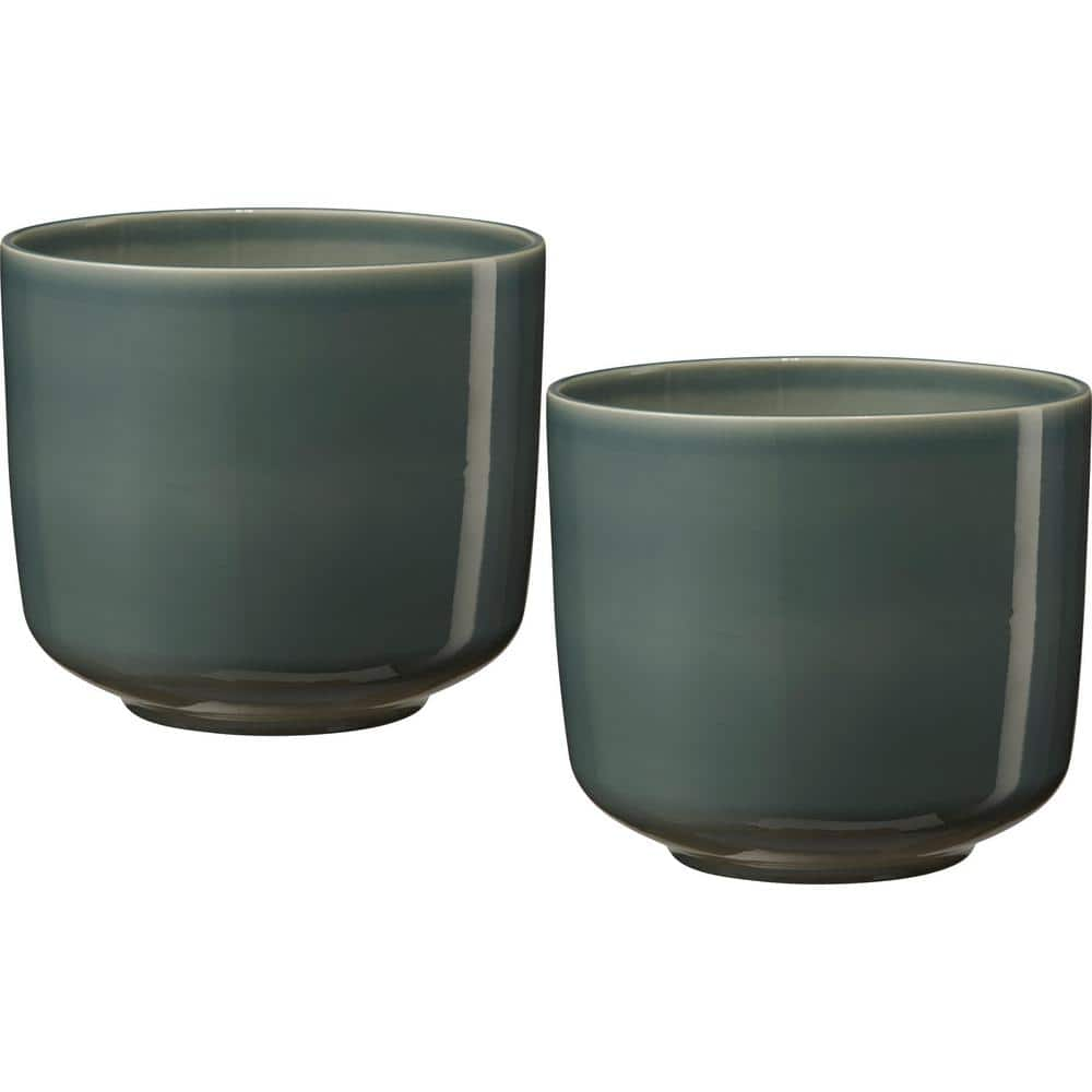 SK 7.5 in. (19 cm) x 6.5 in. Tall Bari Green-Blue Ceramic Pot Twin Pack 019990192703