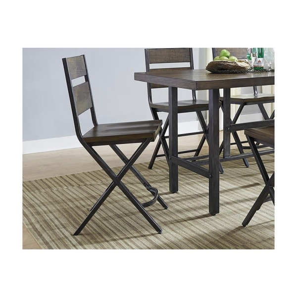 Kavara Casual Barstool Set of 2， Brown/Black