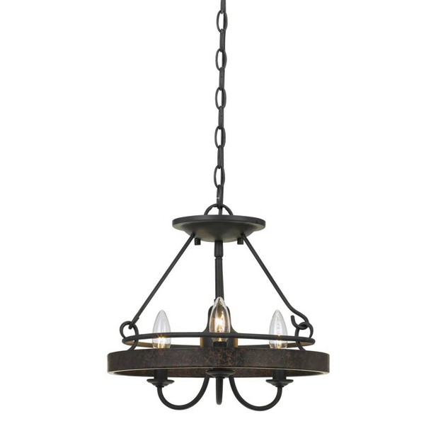 X 14 quot 3 Light Metal Helena Pendant Texture Gray bronze Cal Lighting