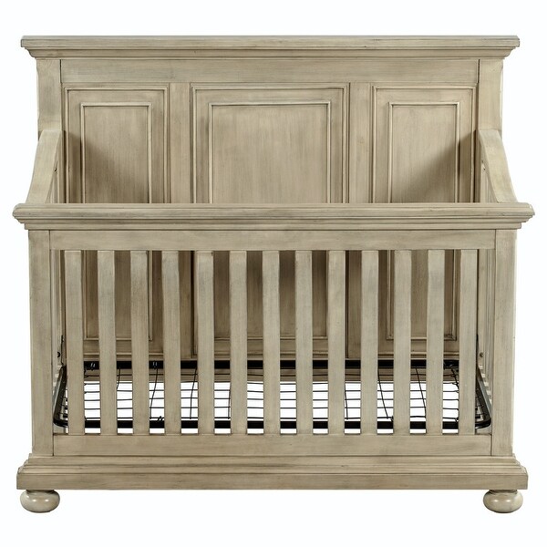 4 Pieces Bedroom Sets 4-in-1 Convertible Crib with Nightstand，Dresser and Changing Topper - - 37527172