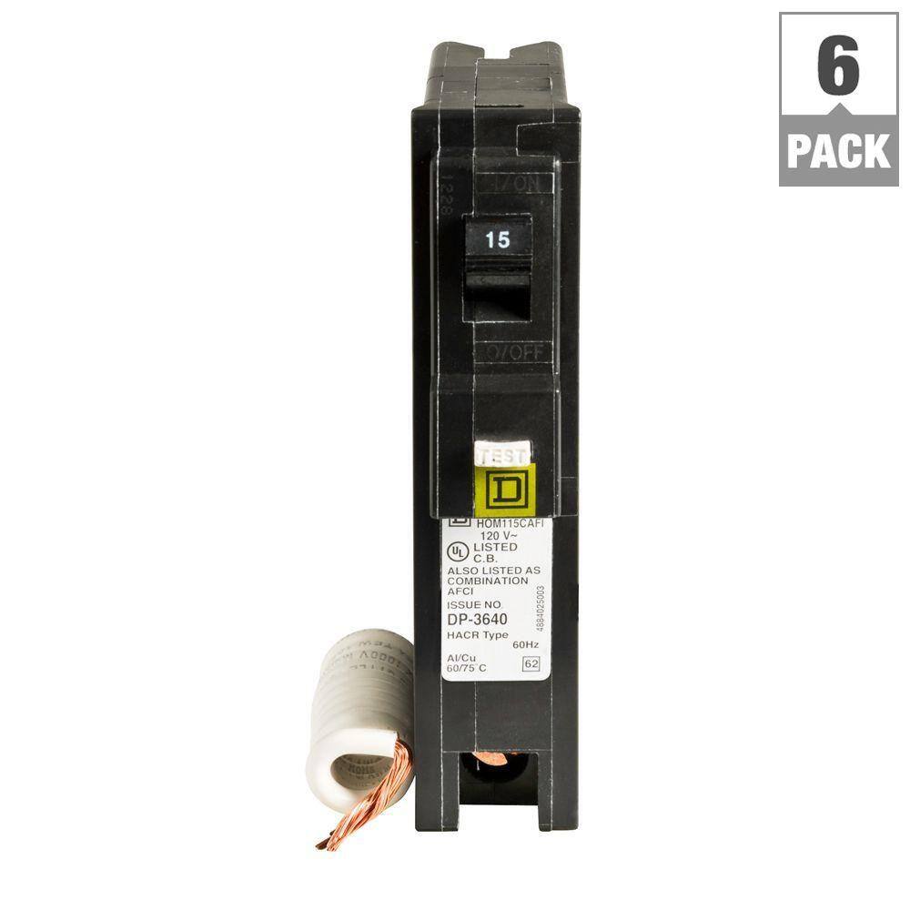 Square D Homeline 15 Amp Single-Pole Combination Arc Fault Circuit Breaker (6-Pack) HOM115CAFIC6