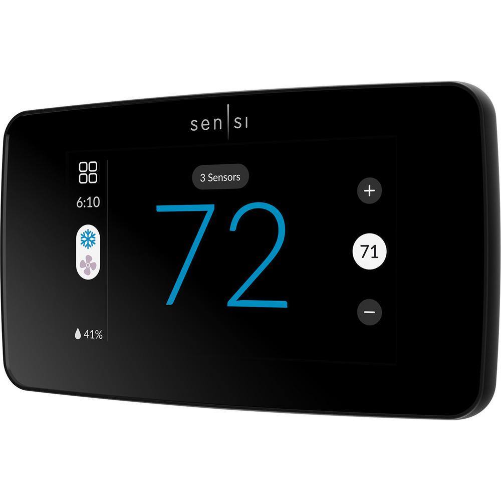 Emerson Sensi Touch 2 Wi-Fi 7-Day Programmable Thermostat Touchscreen Color Display Data Privacy C-Wire Required-Black ST76