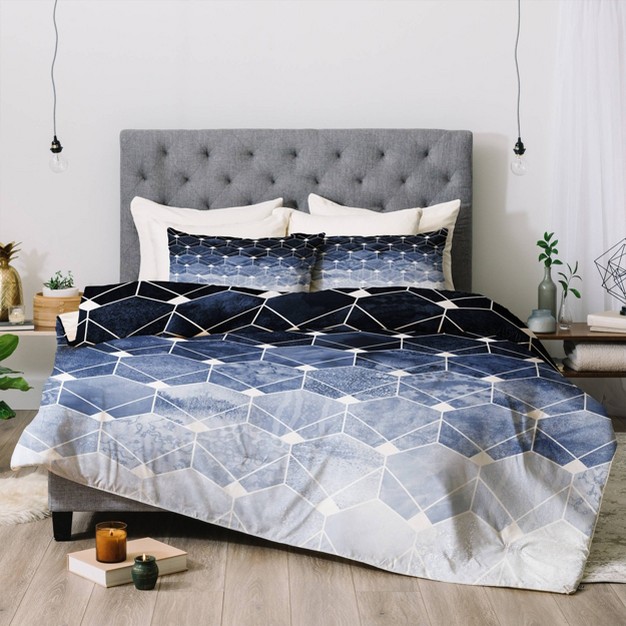 Elisabeth Fredriksson Hexagons And Diamonds Comforter Set Blue Deny Designs