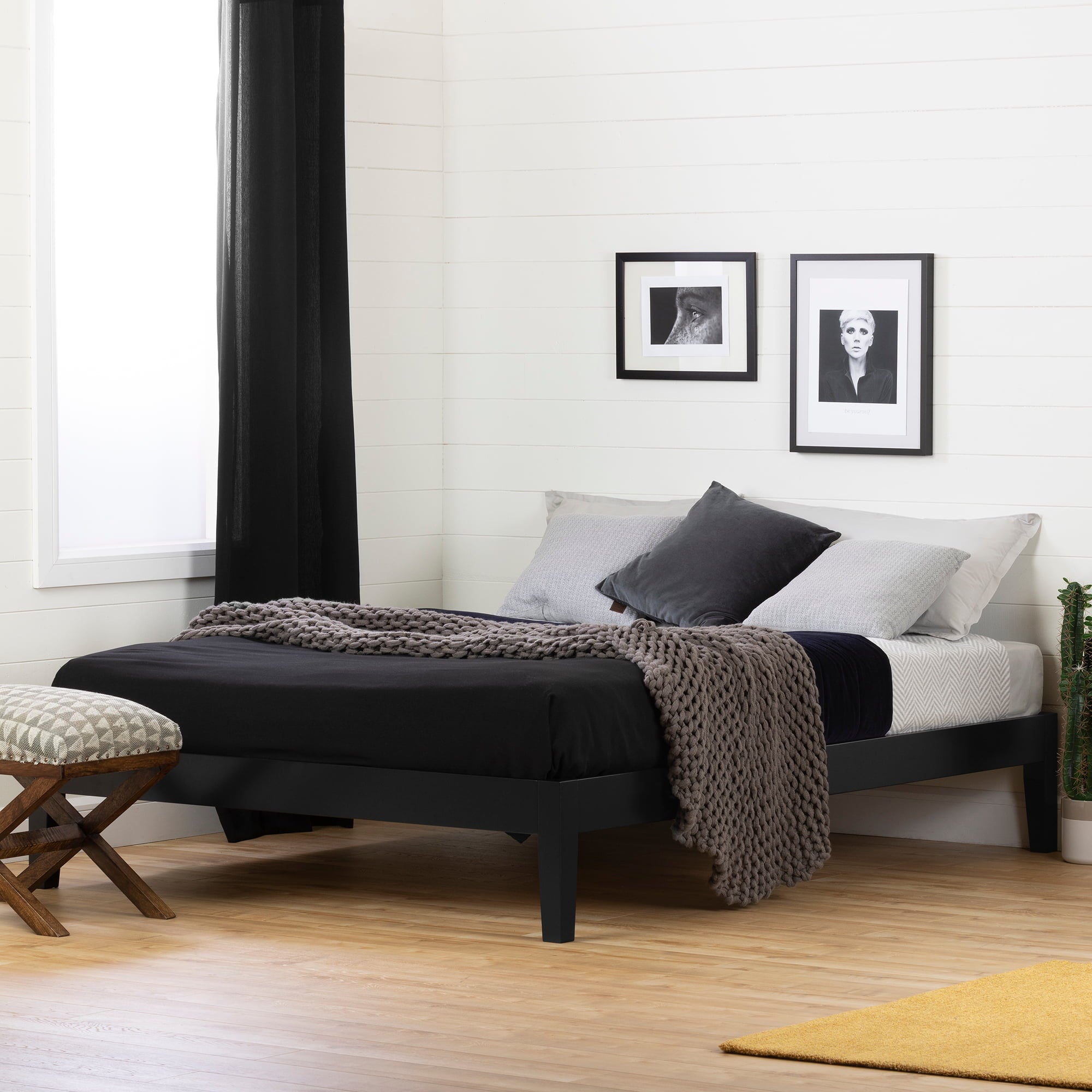 South Shore Vito Queen Platform Bed, Black