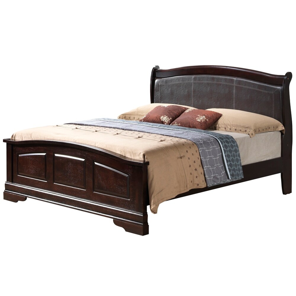 Louis Phillipe Faux Leather and Wood Bed