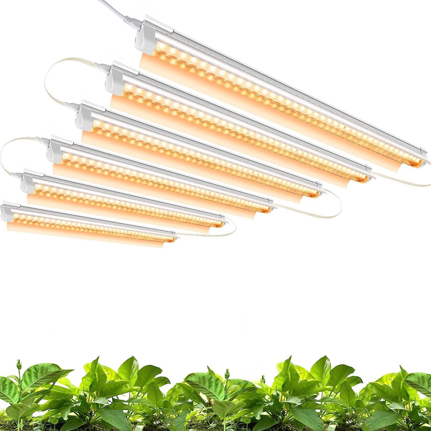 T8 Led Grow Light 2ft， 144w(624w) High Output Plant Grow Light Strip， Full Spectrum Sunlight Replacement With Reflectors For Indoor Plant， 6-pack