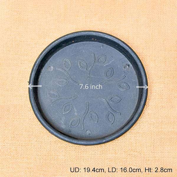 7.6 inch (19 cm) Round Plastic Plate for 7 inch (18 cm) Pots (Black) (set of 6)