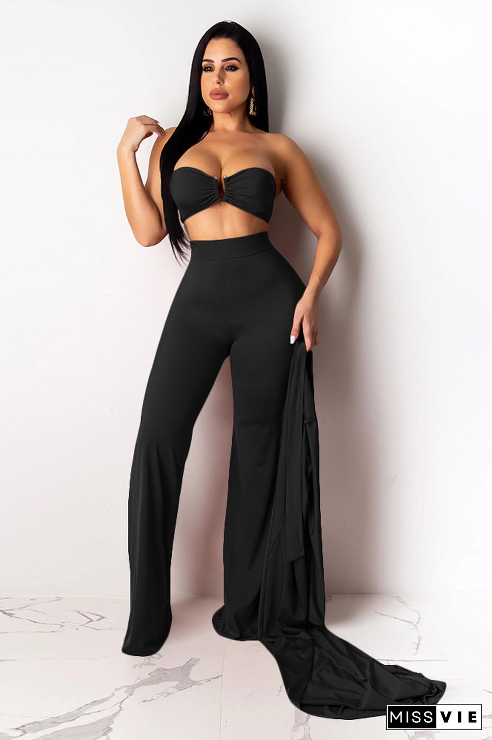 Crop Bra Top Wide Leg Pants Long Cardigan Set