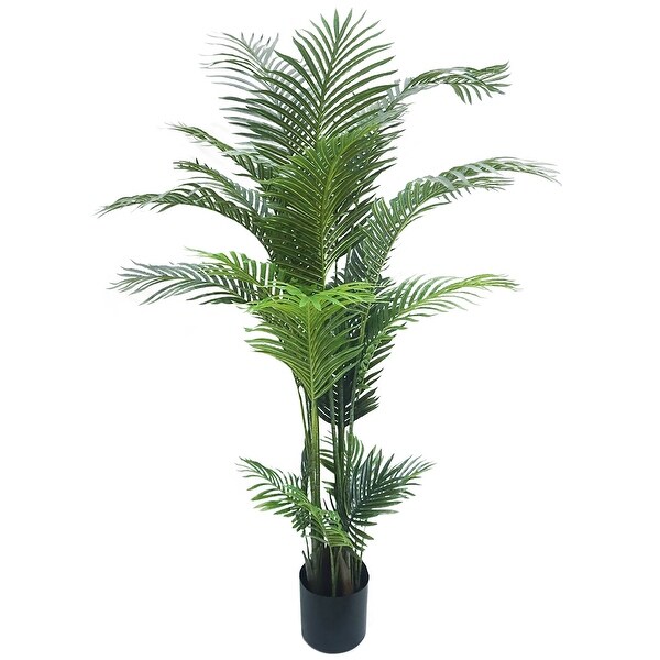 5.5ft Deluxe Real Touch Artificial Areca Palm Tree Tropical Plant in Black Pot