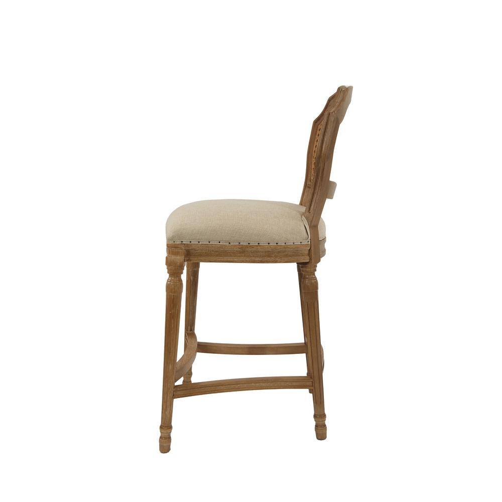 Boraam Wilbrandt 39 in. Product Height Weathered Brushed High Back Wood Bar Stool 18121