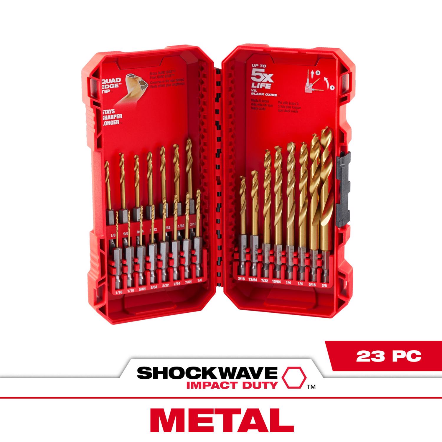 MW Shockwave Titanium Red Helix Drill Bit Set 23 pc