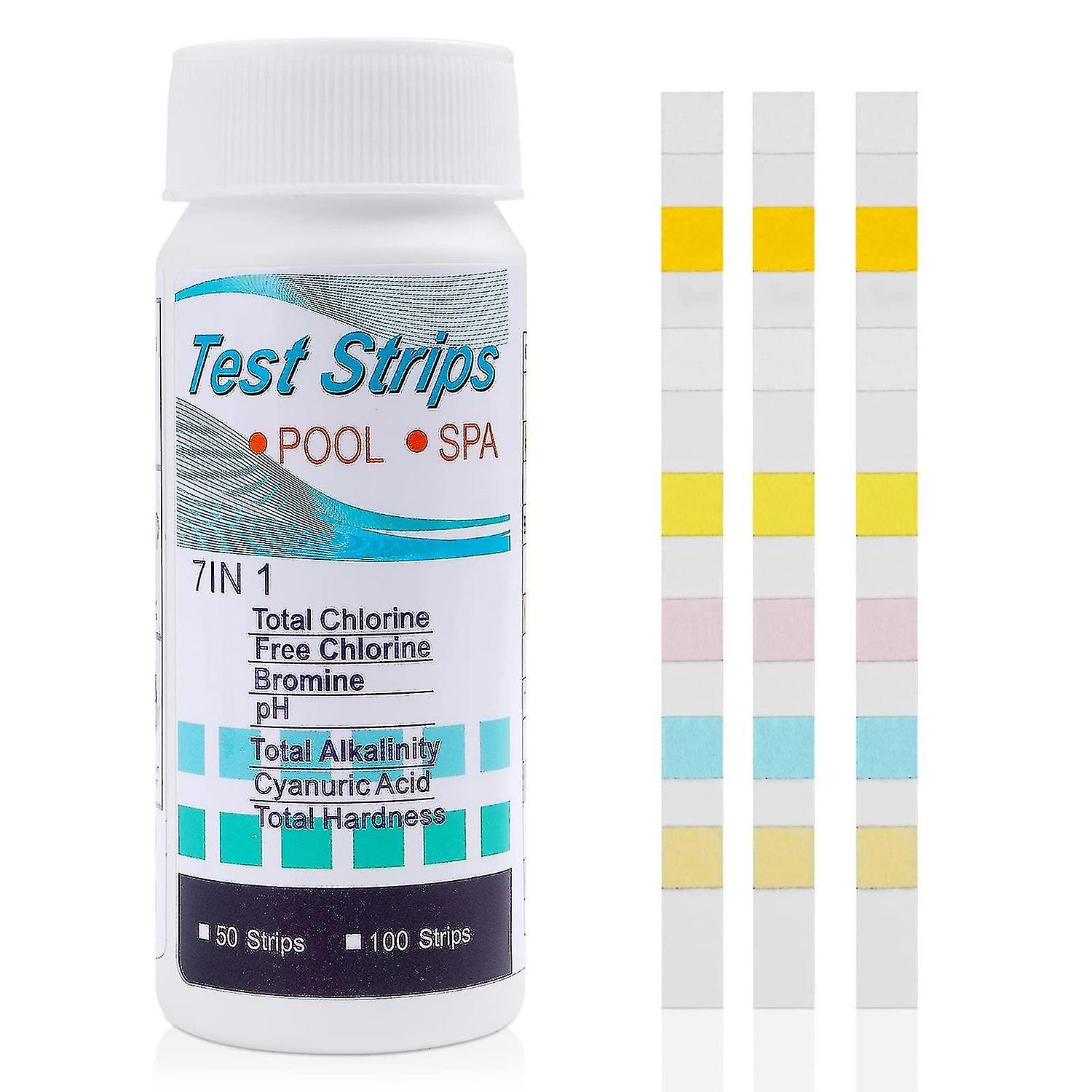 7 In 1 Pool Test Strips， 100pcs Hot Tub Ph Test Strips， Water Quality Testing Strips For Swimming Po