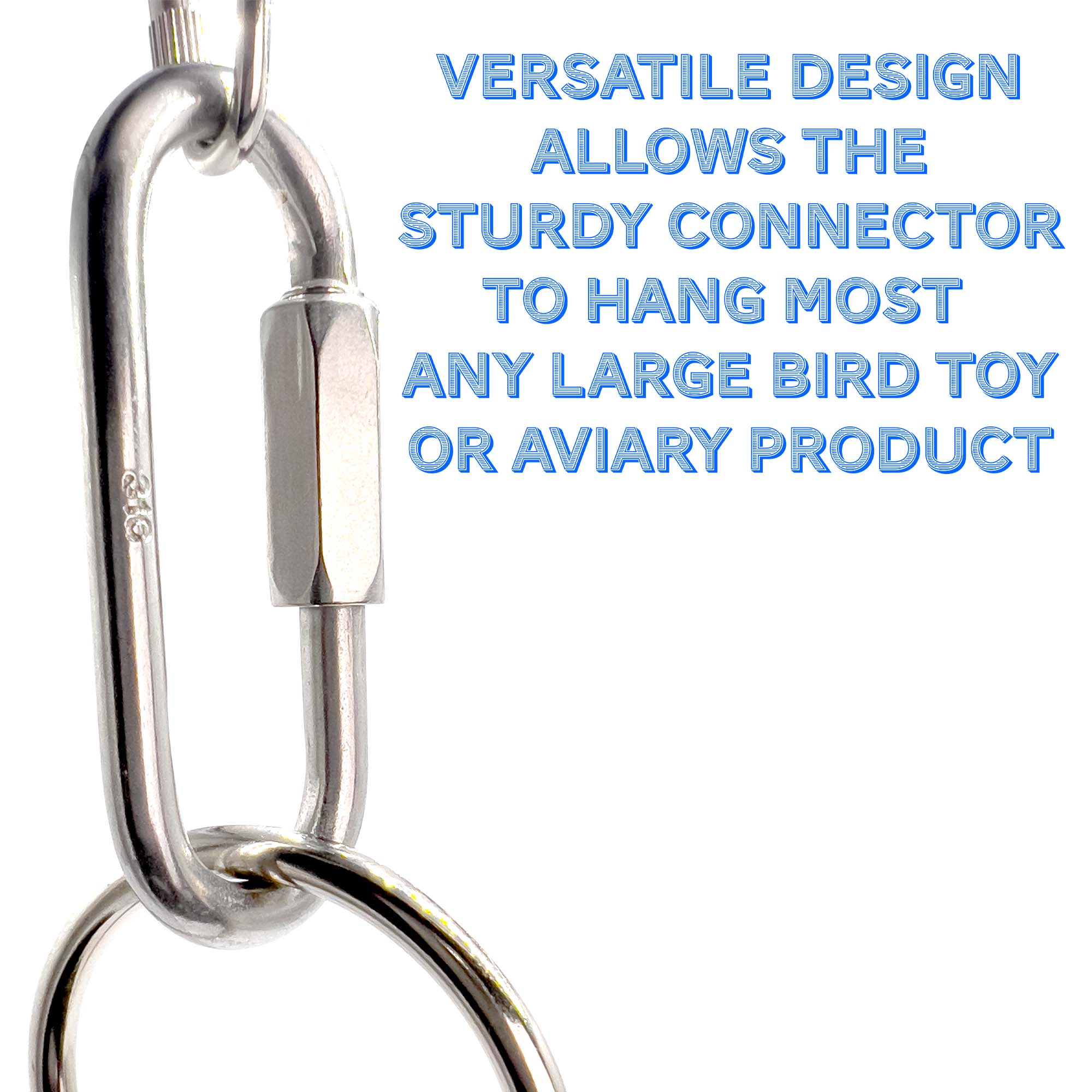 7006 Pk9 Stainless Steel 2.5 Inch Large Toy Quick Link MandM Bird Toys - Wide Mouth Large 316 Grade