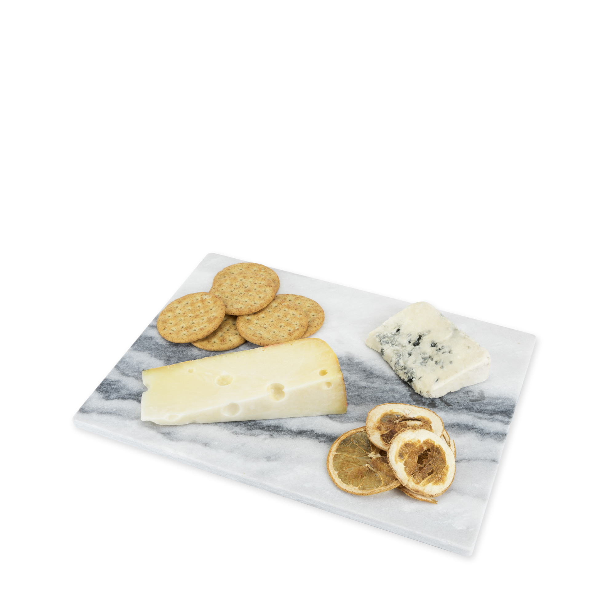 True Marble Cheese Plate Serveware Board， Serving Tray for Appetizers and Charcuterie， 13 by 10 Inches， Set of 1， Grey