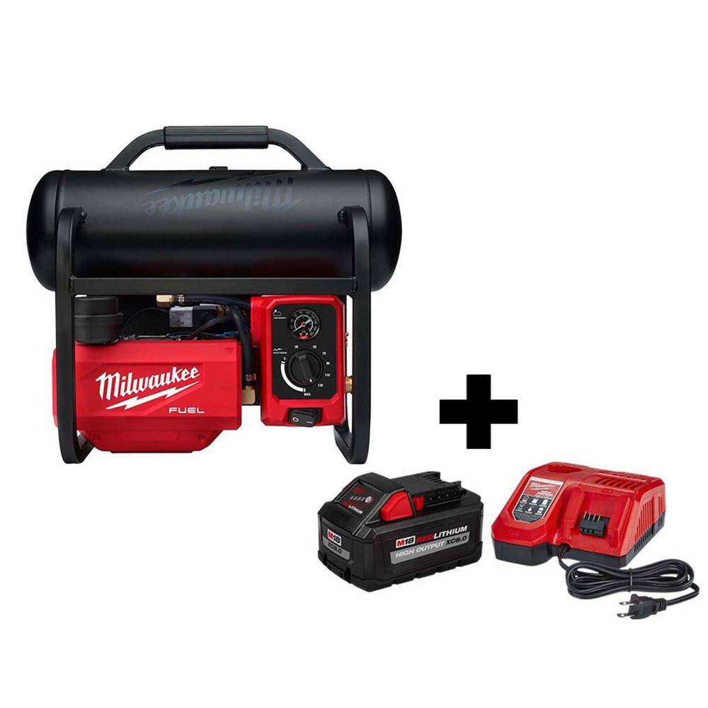 MW M18 FUEL 18-Volt Lithium-Ion Brushless Cordless 2 Gal. Electric Compact Quiet Compressor Kit W 8.0 Ah Battery  Charger 2840-20-48-59-1880