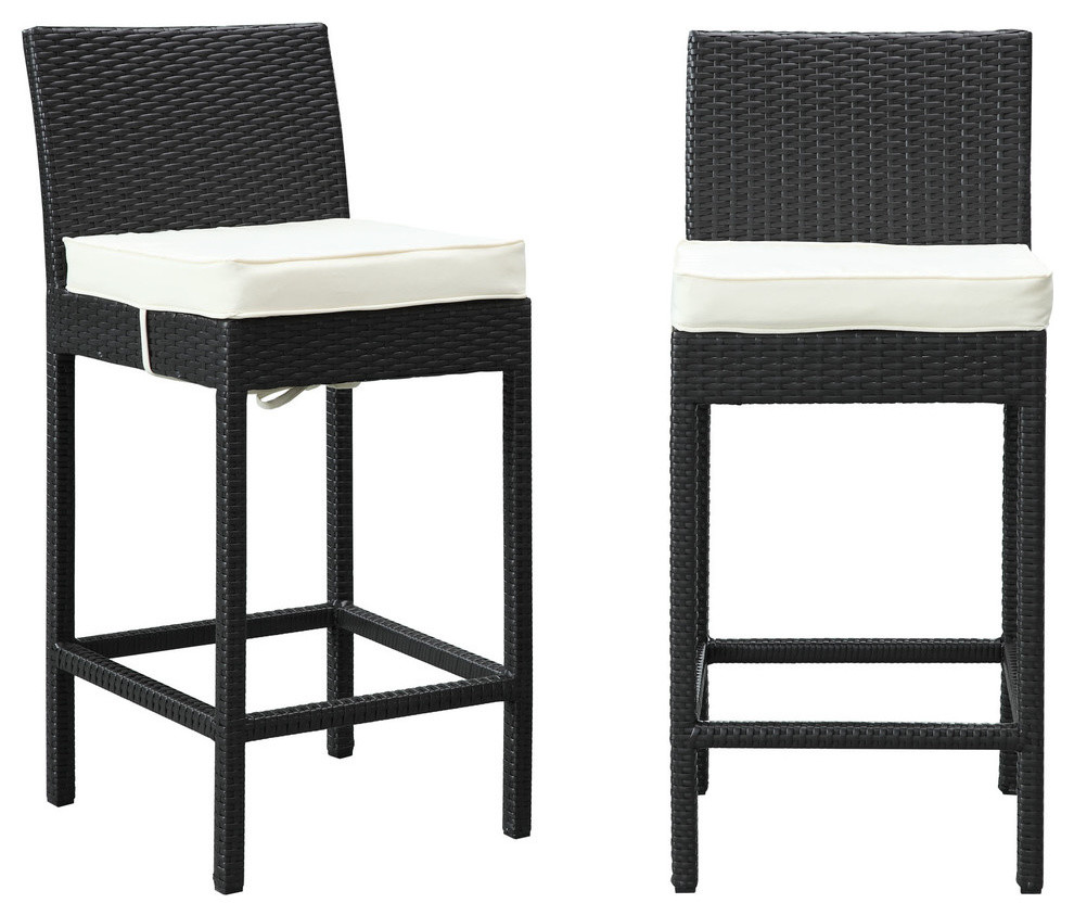 Modern Contemporary Outdoor Patio Bar Stools  White  Set of 2   Contemporary   Outdoor Bar Stools And Counter Stools   by House Bound  Houzz